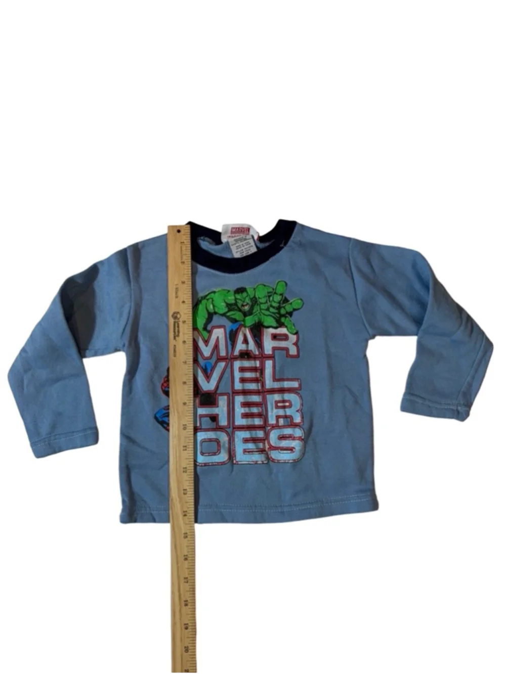 Marvel Heroes Hulk Spiderman Graphic Tee Kids 4T Blue Long Sleeve Y2K Cartoon